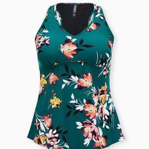 Torrid Green Floral Active Racerback Tankini 4X